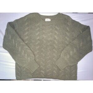 Poof Apparel Women’s Olive Green Cable‎ Knit Chunky Pullover Sweater Large